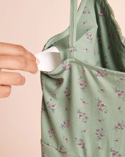 La Vie en Rose Green Milieu Flowers Women Floral Bouquet Print Lace-Trim Super Soft Nightie SKU: 40500504_P30165 Image 04