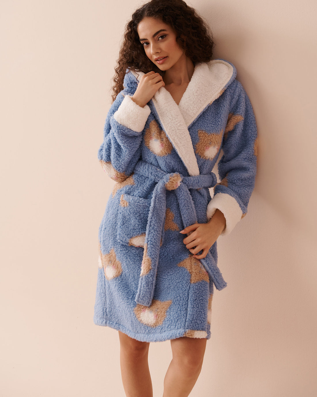 Cat Print Sherpa Robe_40600183_P40358_01