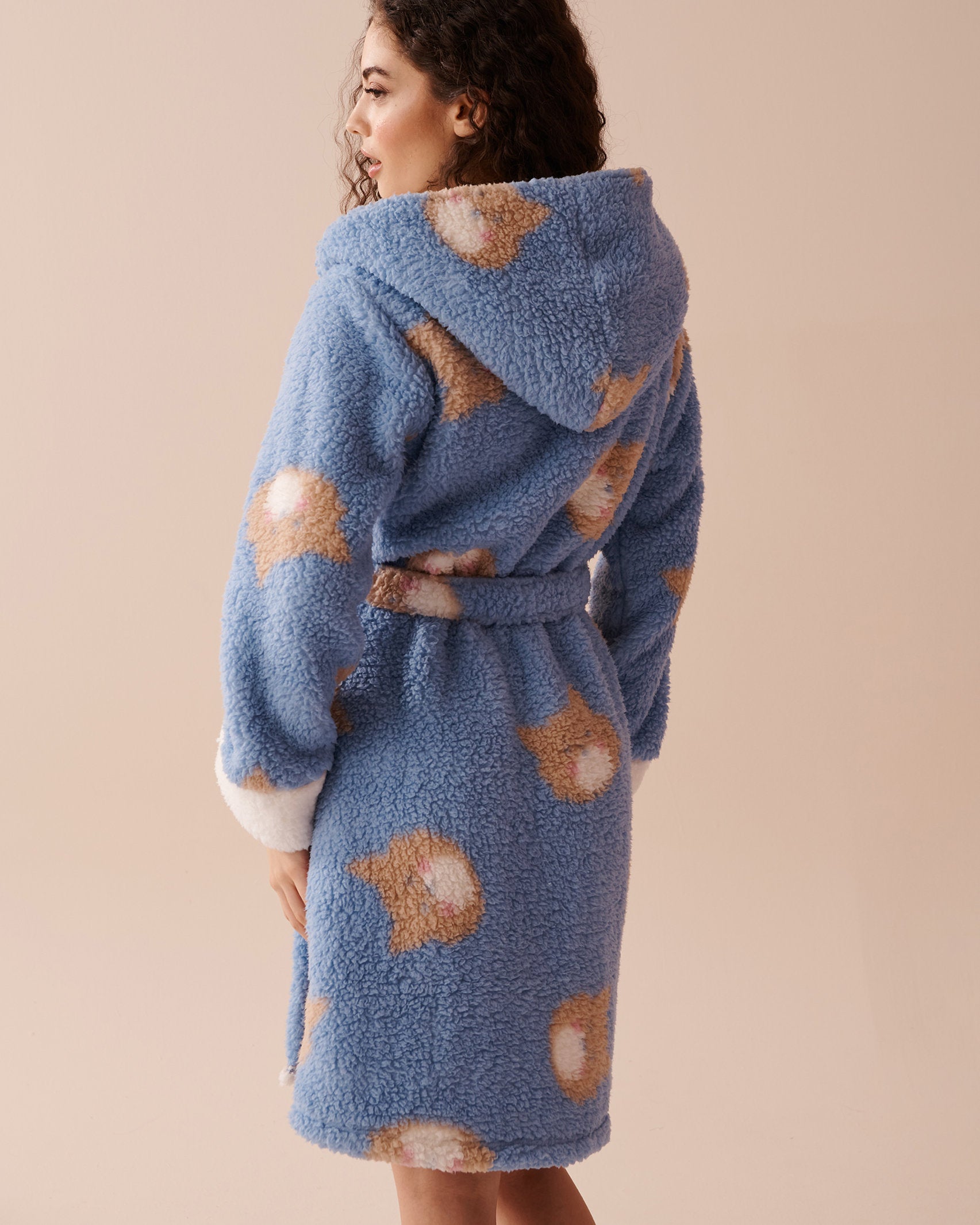 Cat Print Sherpa Robe_40600183_P40358_02