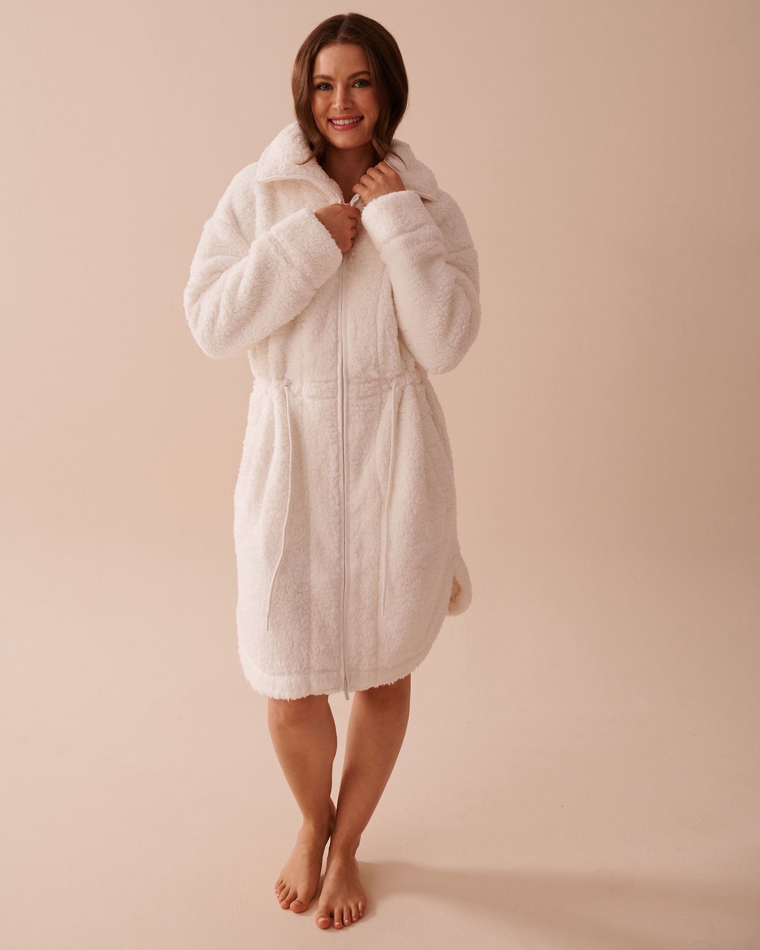 Zip-up Funnel Neck Sherpa Robe_40600186_10011_01