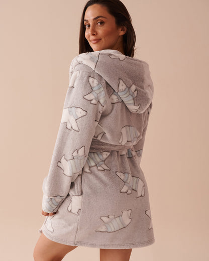 Rabbit Print Soft Plush Hooded Robe_40600194_P00391_02