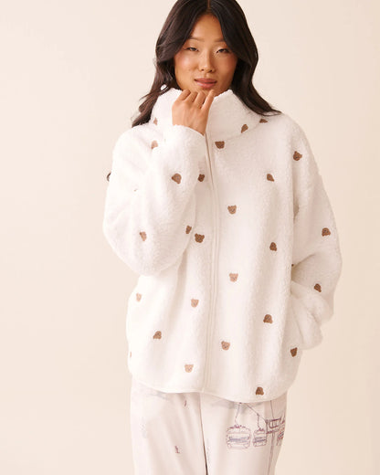 La Vie en Rose_Snow White Mini Teddy_Teddy Bear Embroidered Sherpa Cardigan_40600227_P10561_01