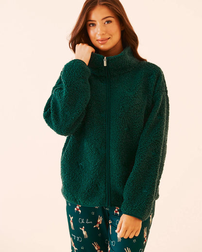 La Vie en Rose_Botanical Garden Bow_Teddy Bear Embroidered Sherpa Cardigan_40600227_P30136_02