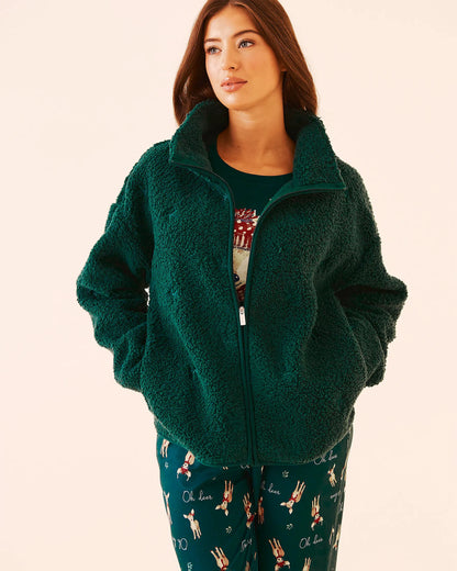 La Vie en Rose_Botanical Garden Bow_Teddy Bear Embroidered Sherpa Cardigan_40600227_P30136_05