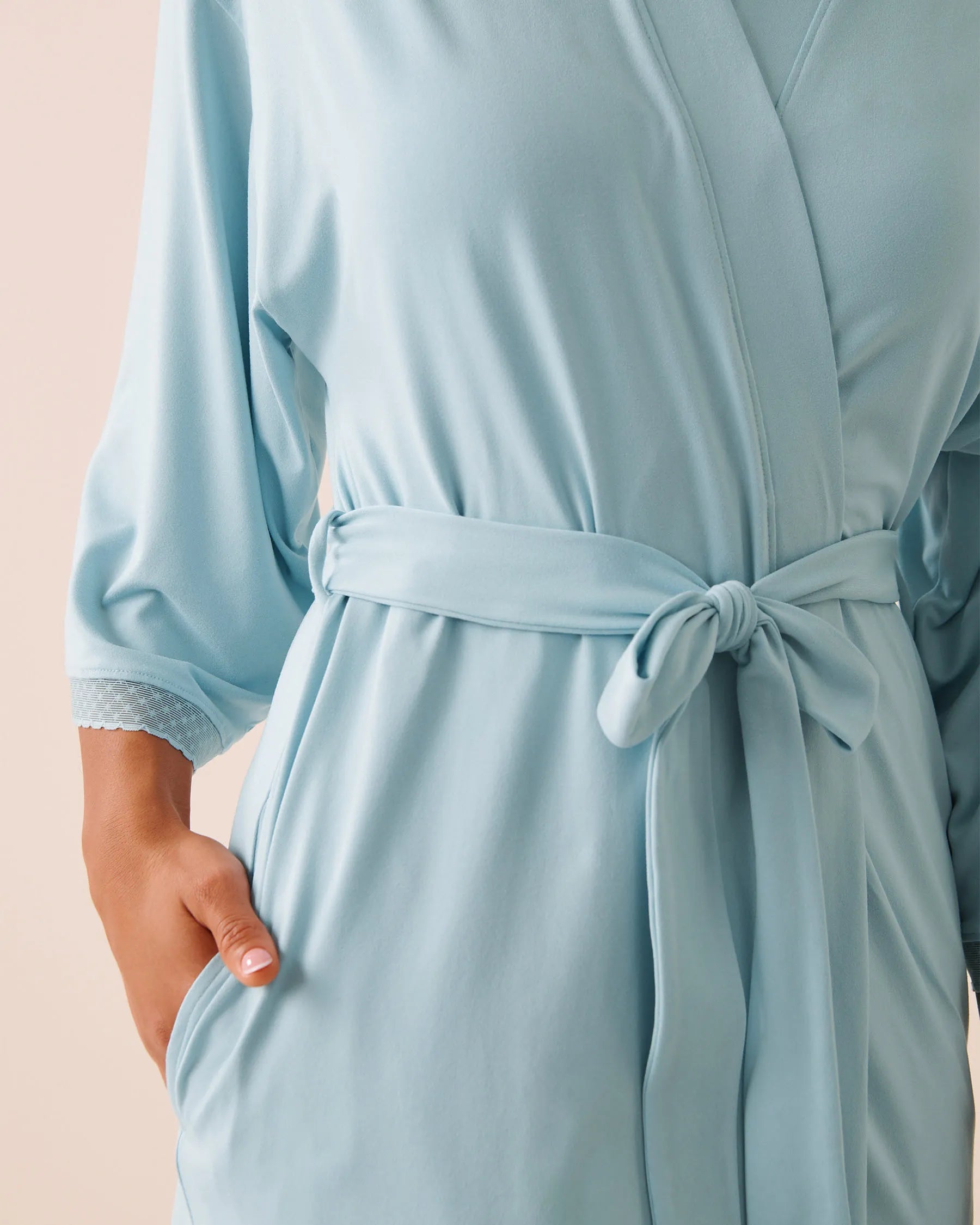 La Vie en Rose Stratosphere Women Super Soft Lace Trim Kimono SKU: 40600228_40274 Image 04