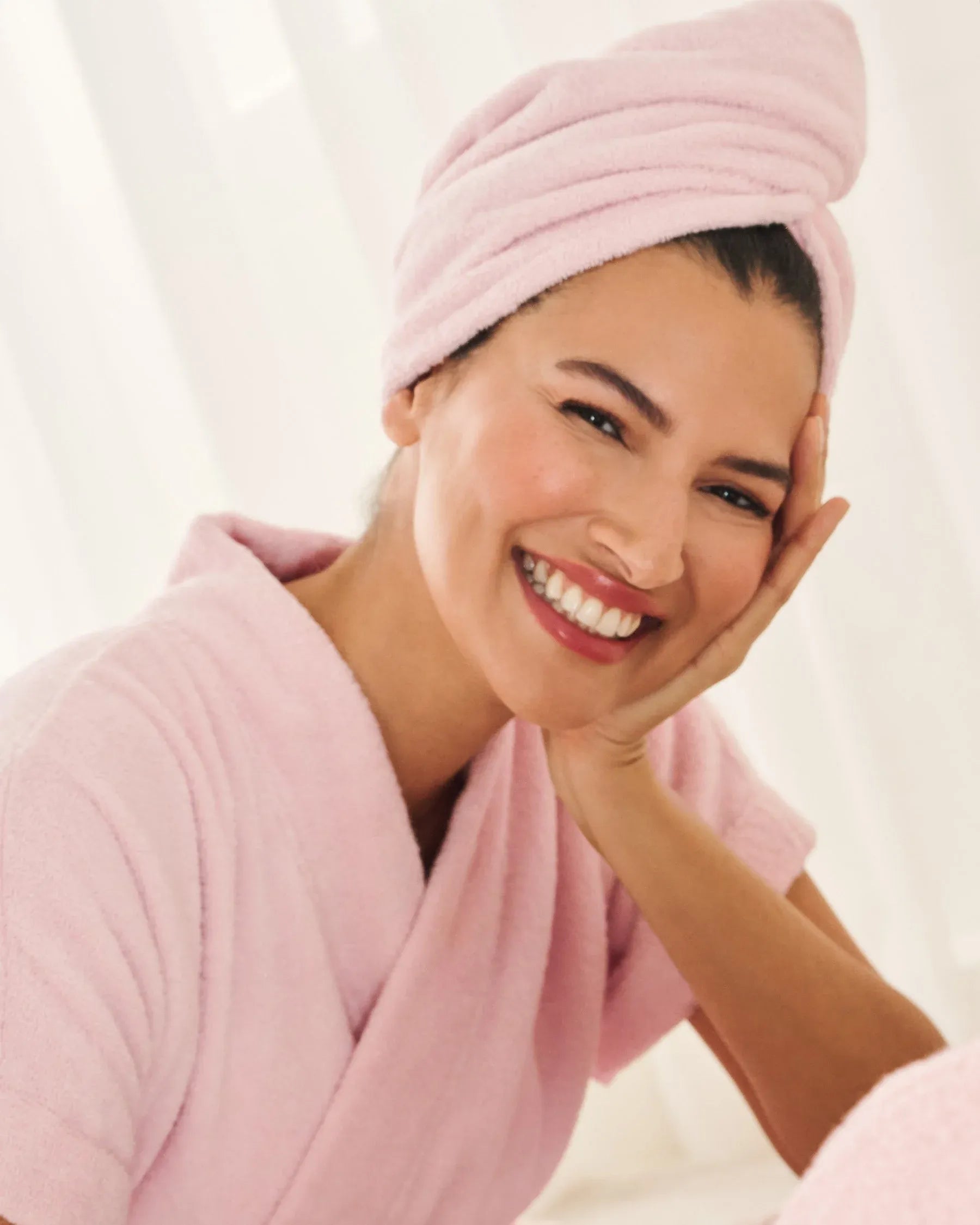 La Vie en Rose Chalk Pink Women Terry Bath Robe &amp; Hair Towel Set SKU: 40600230_60042 Image 02