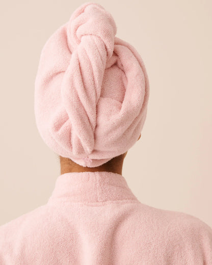 La Vie en Rose Chalk Pink Women Terry Bath Robe &amp; Hair Towel Set SKU: 40600230_60042 Image 06