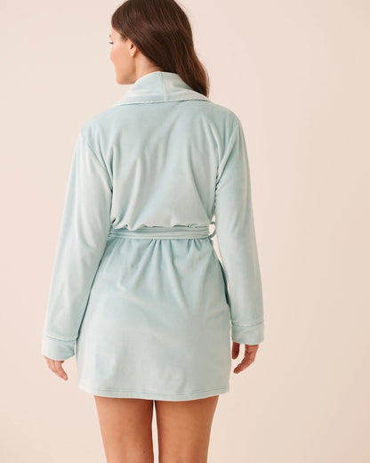 La Vie en Rose Sterling Blue Women Plush Velour Robe SKU: 40600231_40153 Image 02