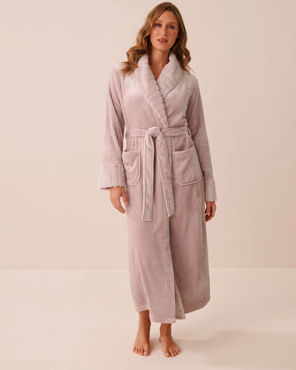 La Vie en Rose Violet Ice Women Long Faux Fur And Soft Plush Robe SKU: 40600234_50067 Image 01