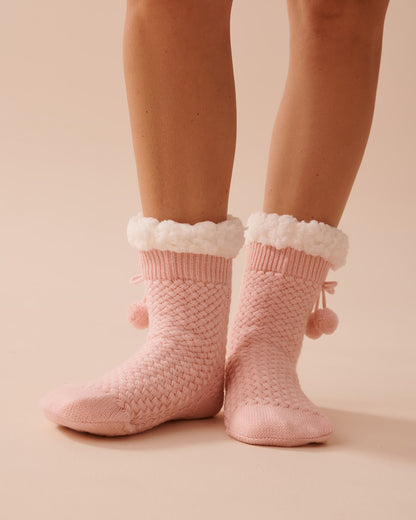 Pompom Knit and Sherpa Socks_40700365_60042_01