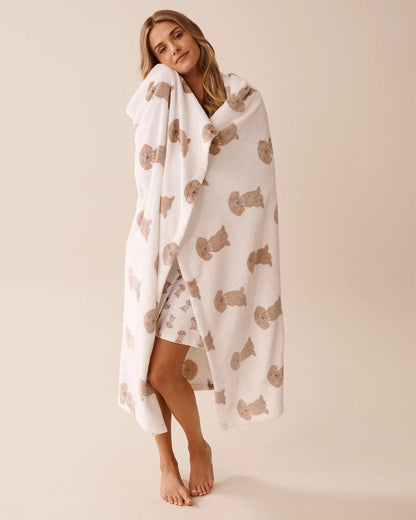 La Vie en Rose_Snow White Dachshund W Bow_Dachshund Print Soft Plush Blanket_40700415_P10528_02