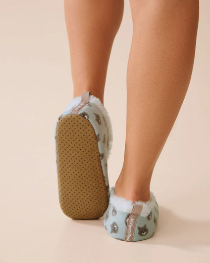 La Vie en Rose_Gray Mist Raccoon Face_Raccoon Micropolar Slipper Socks_40700416_P40490_02