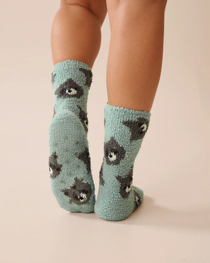La Vie en Rose_Gray Mist Raccoon Face_Plush Raccoon Socks_40700417_P40490_02