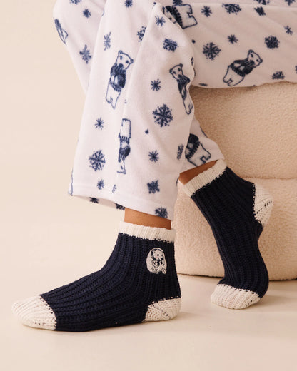 La Vie en Rose_Evening Blue_Embroidered Gingerbread Socks_40700423_40009_01