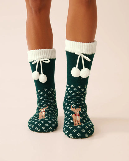 La Vie en Rose_Botanical Garden Dot_Long Knit and Sherpa Deer Socks_40700426_P30138_02