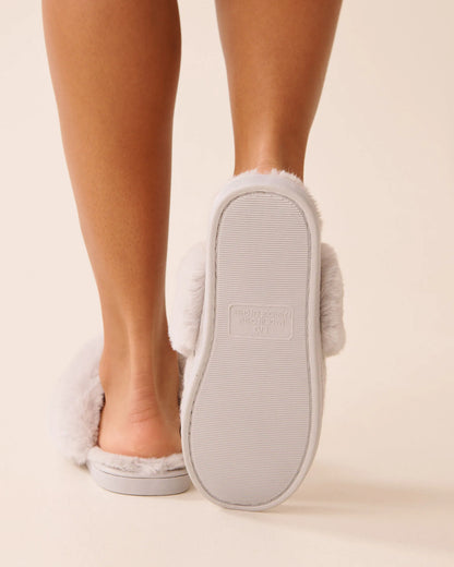 La Vie en Rose_Quiet Gray_Cable Knit and Faux Fur Slippers_40700429_00055_04