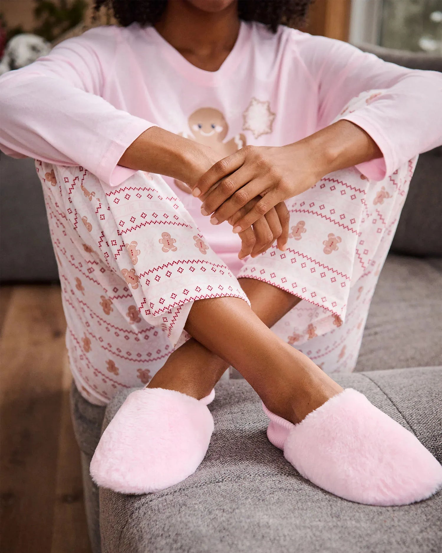 La Vie en Rose_Cherry Blossom_Ribbed Back Soft Plush Slipper Socks_40700430_60074_01