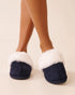 La Vie en Rose_Evening Blue_Faux Suede and Faux Fur Slippers_40700431_40009_01