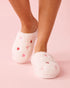 La Vie en Rose Snow White Women Heart Embroidered Curly Fur Slippers SKU: 40700454_10011 Image 01