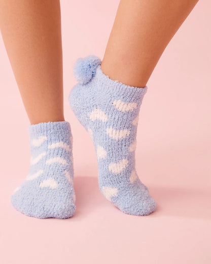 La Vie en Rose Windsurfer Big Hearts Women Heart Print Pompom Soft Plush Socks SKU: 40700456_P40540 Image 01