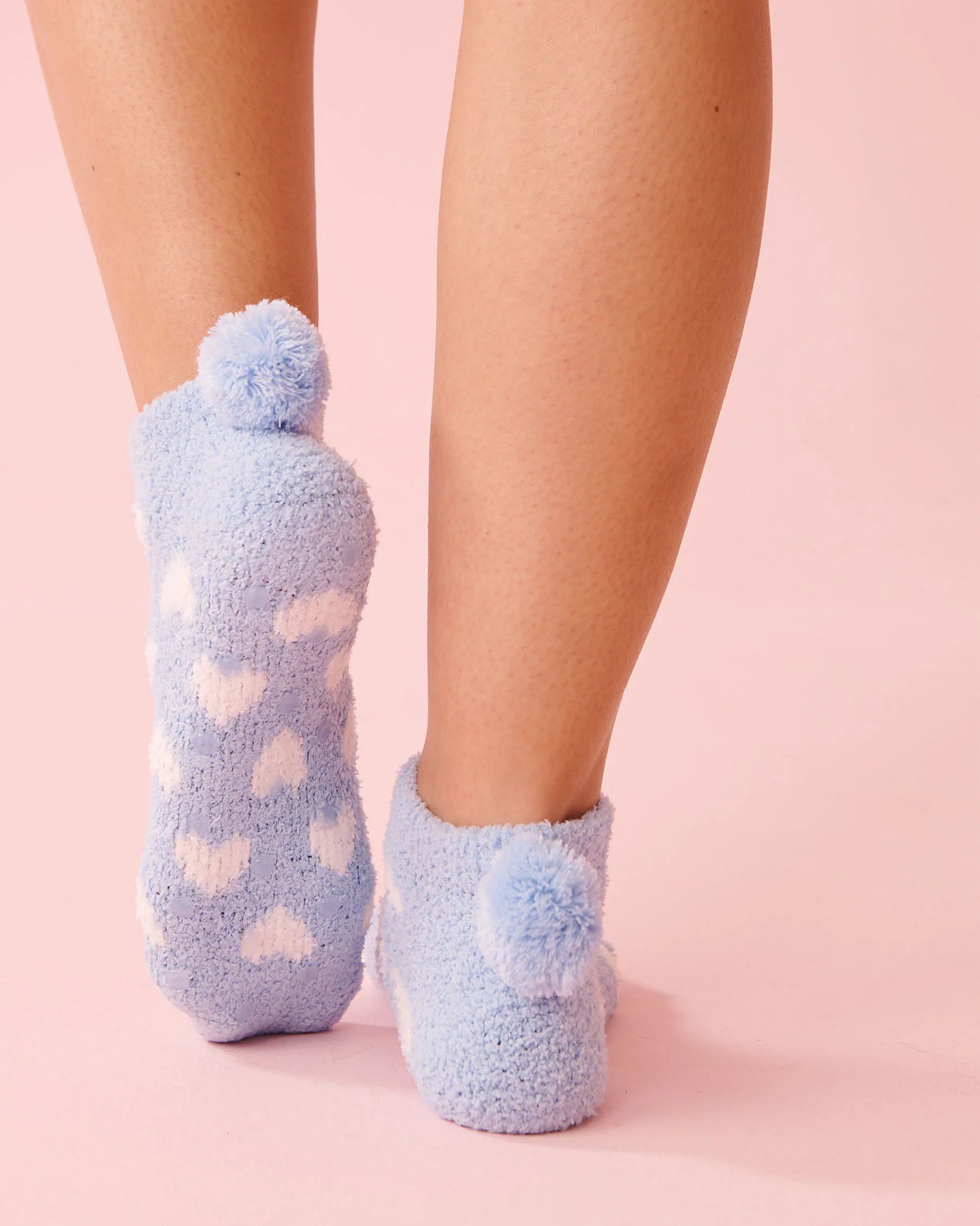 La Vie en Rose Windsurfer Big Hearts Women Heart Print Pompom Soft Plush Socks SKU: 40700456_P40540 Image 02