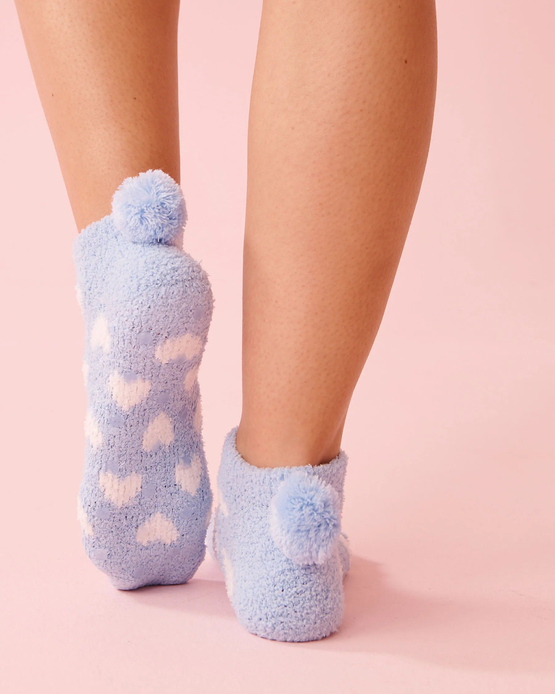 La Vie en Rose Windsurfer Big Hearts Women Heart Print Pompom Soft Plush Socks SKU: 40700456_P40540 Image 02