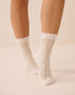 La Vie en Rose Snow White Apricot Ditsy Women Floral Pointelle Socks SKU: 40700465_P10590 Image 01
