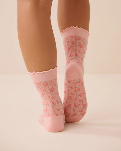 La Vie en Rose Peachskin Ditsy Women Floral Pointelle Socks SKU: 40700465_P60471 Image 02