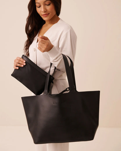 La Vie en Rose Black Beauty Women Faux Leather Tote Bag SKU: 40700467_00001 Image 06