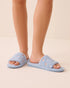 La Vie en Rose Brunnera Blue Women Peach Embroidery Curly Fur Slide Slippers SKU: 40700472_40293 Image 01