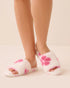 La Vie en Rose Snow White Flowers Women Floral Embroidery Faux Fur Slide Slippers SKU: 40700473_P10619 Image 01