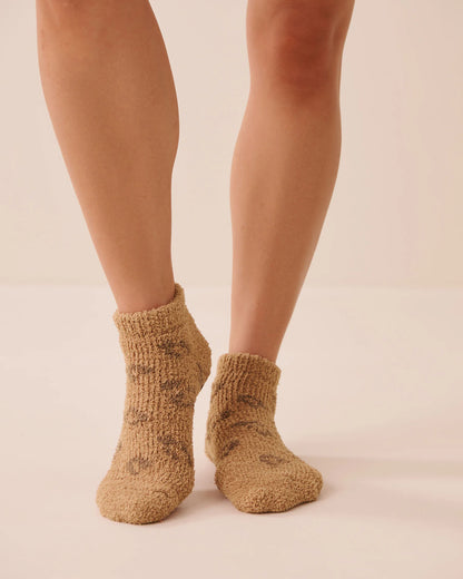 La Vie en Rose Almondine Leopard Women Plush Cat Socks SKU: 40700484_P20103 Image 01