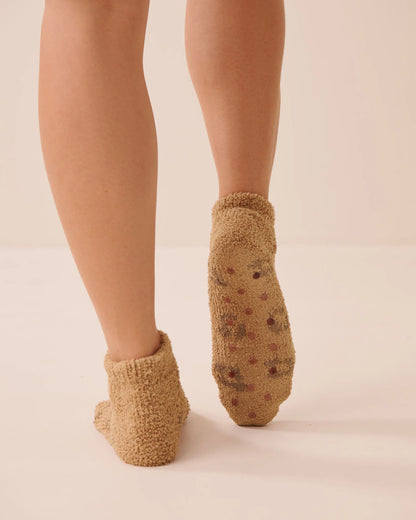La Vie en Rose Almondine Leopard Women Plush Cat Socks SKU: 40700484_P20103 Image 02