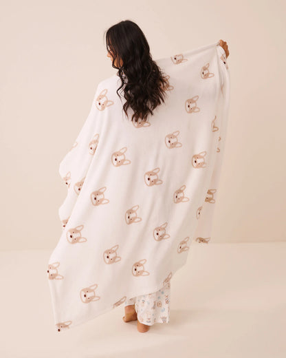 La Vie en Rose Snow White Frenchie Women Cat Print Soft Plush Blanket SKU: 40700490_P10631 Image 02