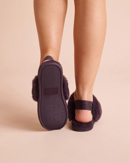 La Vie en Rose Plum Perfect Women Faux Suede Slippers with Ankle Elastic Band SKU: 40700497_50103 Image 02