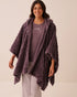 La Vie en Rose Black Plum Cable Women Leopard Soft Plush Hooded Cape SKU: 40700503_P50114 Image 01