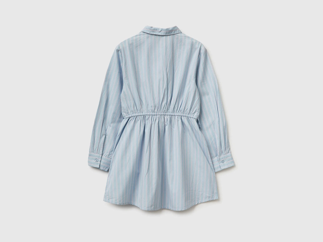 Benetton Light Blue Girls Striped Shirt Dress SKU: 40N7CV03Q_903 Image 02