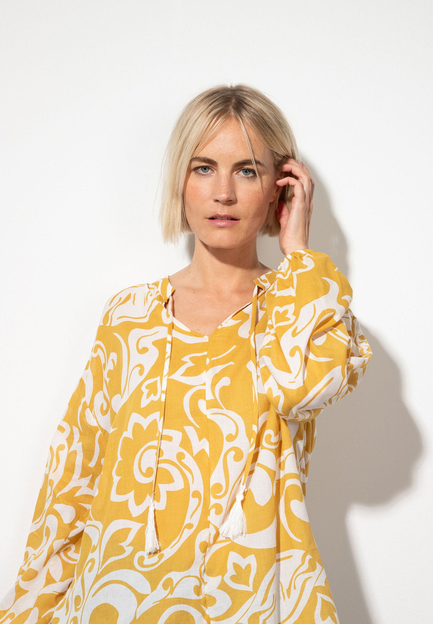 Yellow &amp; White Cotton Blouse_41062054_2157_01