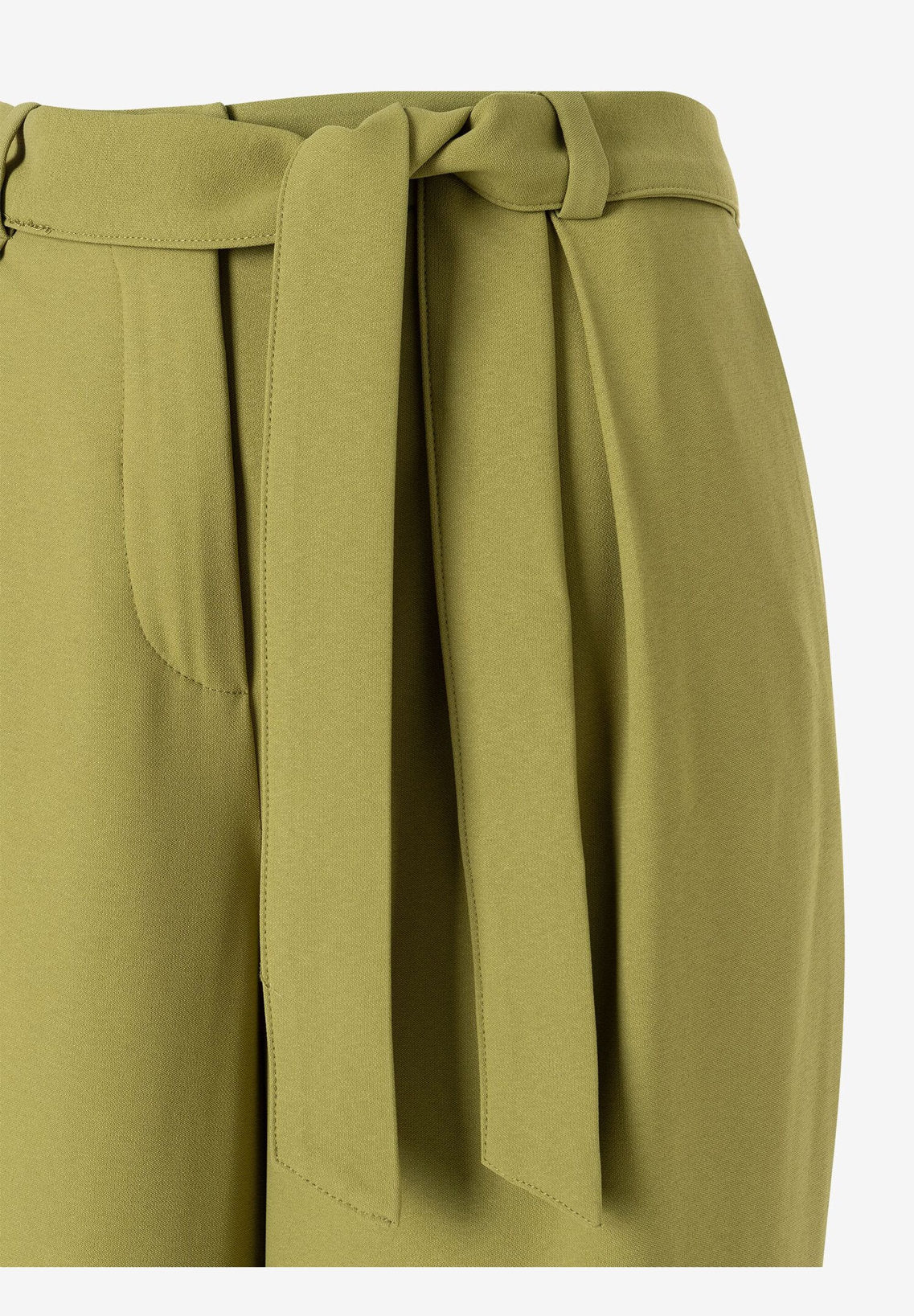 Soft Moss Green Pants With Binding Belt_05