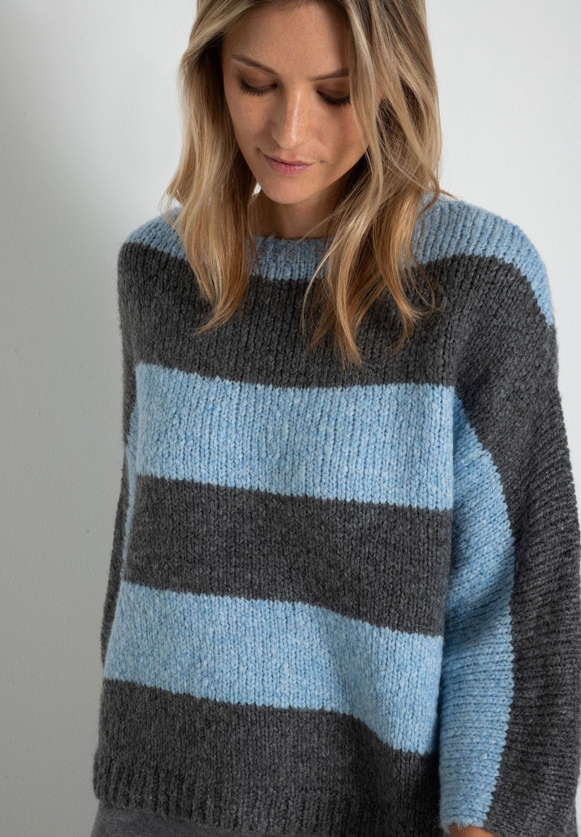 Gray / Light Blue Striped Sweater_41641092_3740_01