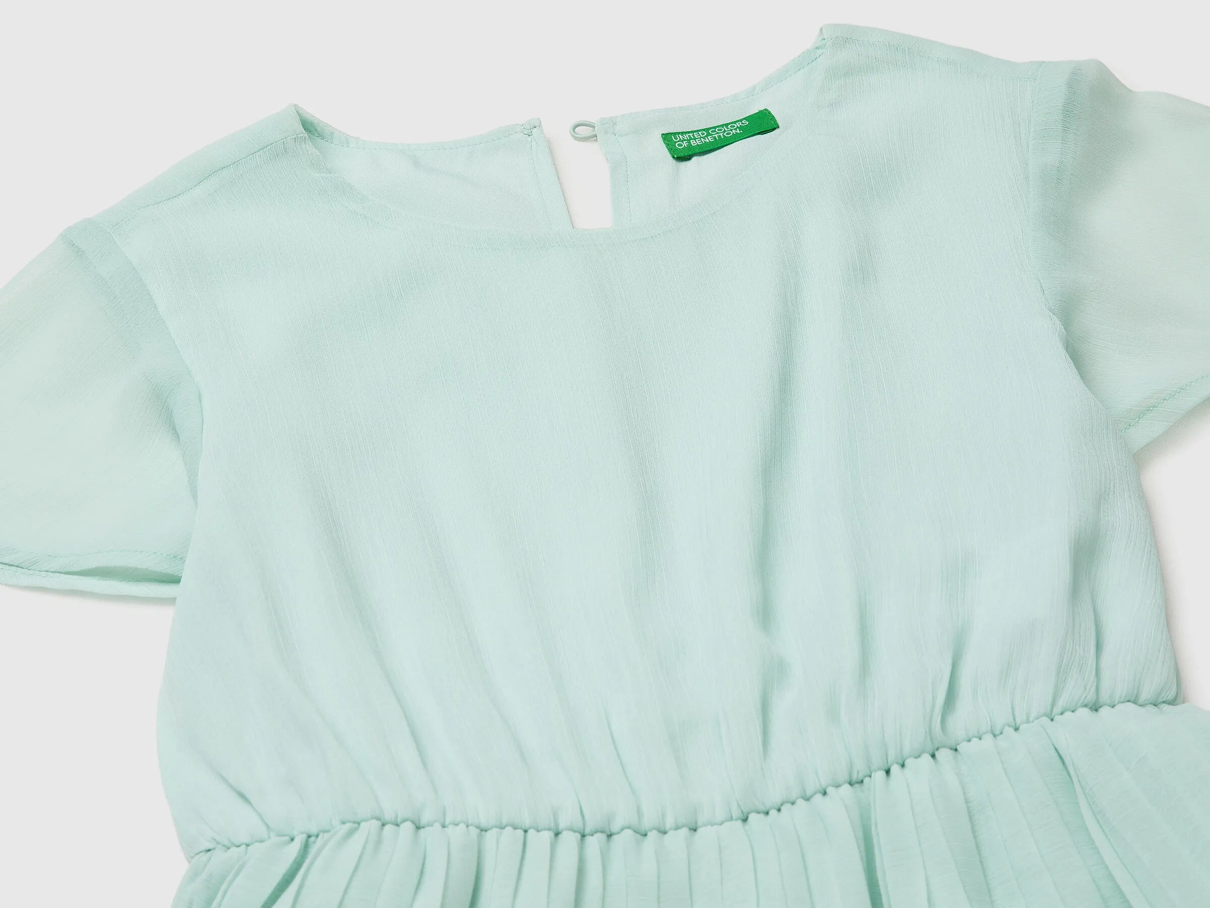 Benetton Aqua Girls Jumpsuit with Pleated Trousers SKU: 41EXCT01C_334 Image 03