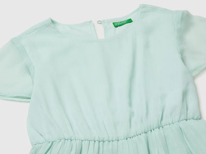 Benetton Aqua Girls Jumpsuit with Pleated Trousers SKU: 41EXCT01C_334 Image 03