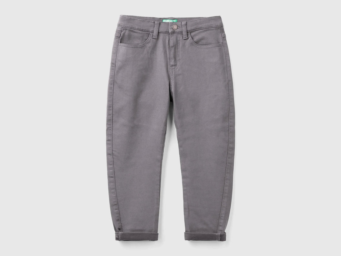 Benetton Dark Gray Boys Carrot Fit Trousers SKU: 41HQCE036_00W Image 01