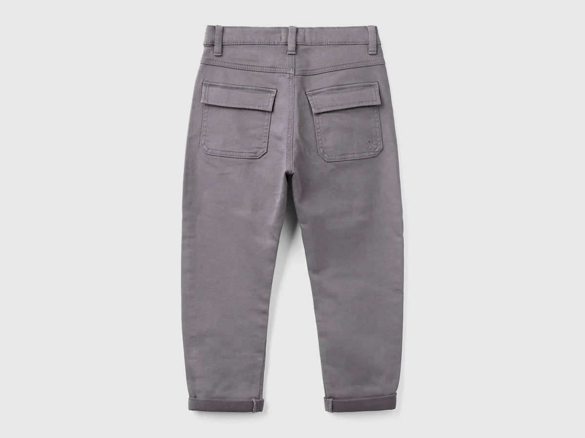 Benetton Dark Gray Boys Carrot Fit Trousers SKU: 41HQCE036_00W Image 02