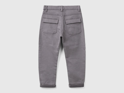 Benetton Dark Gray Boys Carrot Fit Trousers SKU: 41HQCE036_00W Image 02
