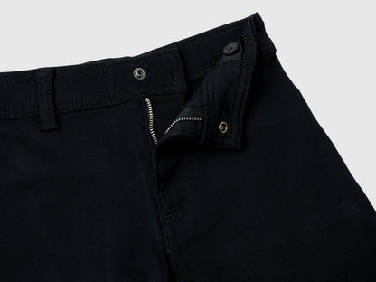 Benetton Black Girls Wide Trousers in Stretch Cotton SKU: 41HQCF03K_100 Image 03