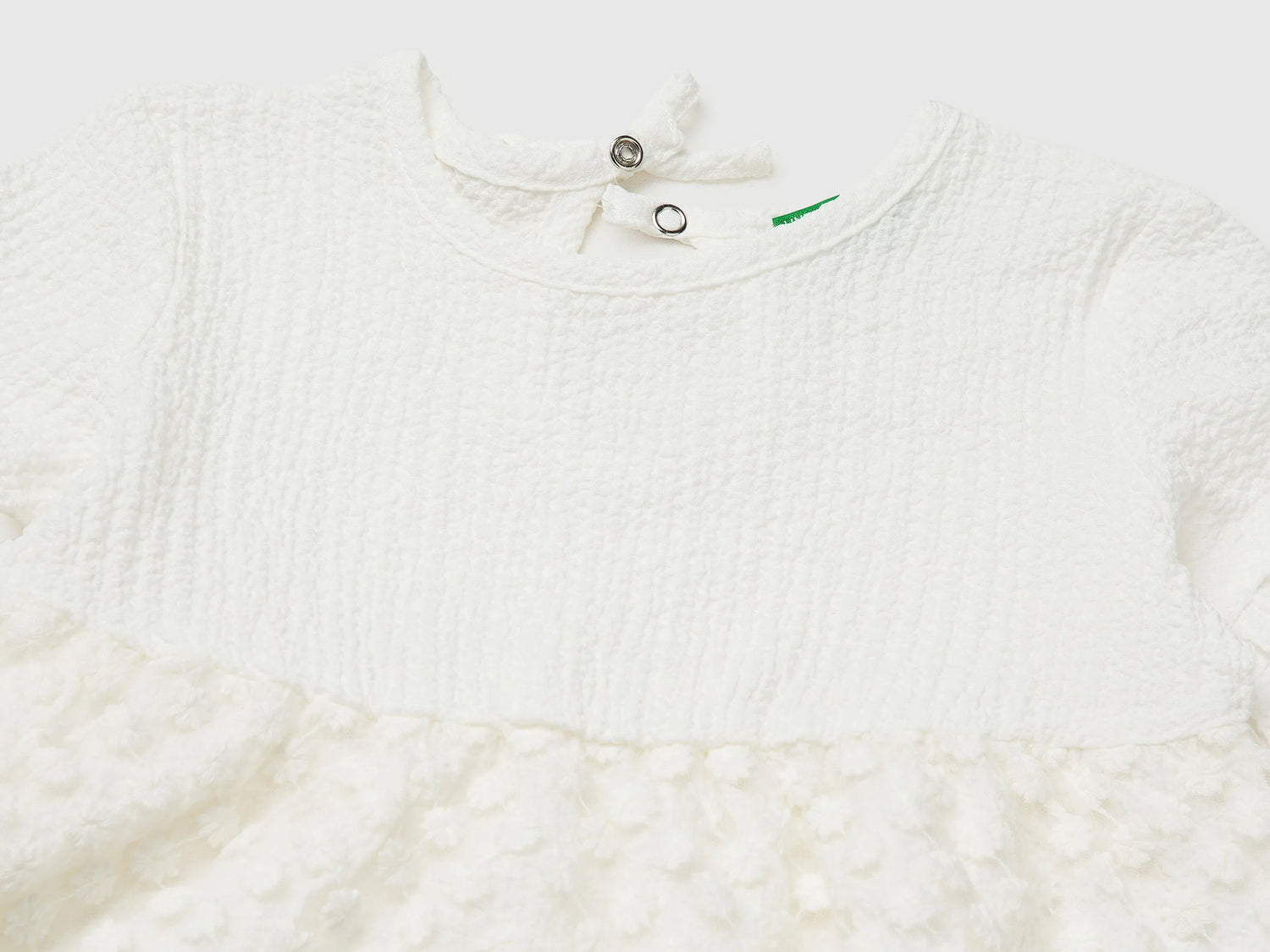 Benetton Creamy White Girls Dress with Little Flowers SKU: 41PTGV02Q_074 Image 03