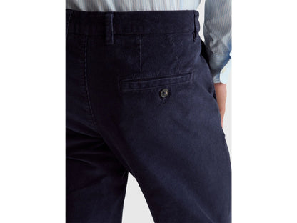 Benetton Dark Blue Men Slim Fit Stretch Velvet Trousers SKU: 41ULUF04Z_616 Image 04