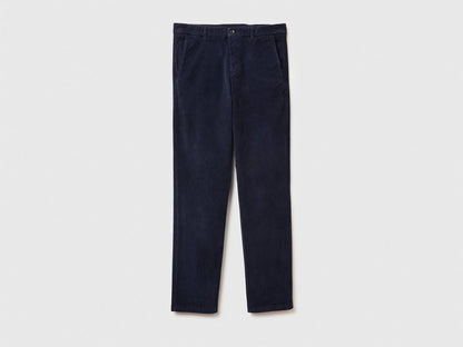 Benetton Dark Blue Men Slim Fit Stretch Velvet Trousers SKU: 41ULUF04Z_616 Image 05