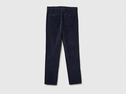 Benetton Dark Blue Men Slim Fit Stretch Velvet Trousers SKU: 41ULUF04Z_616 Image 06